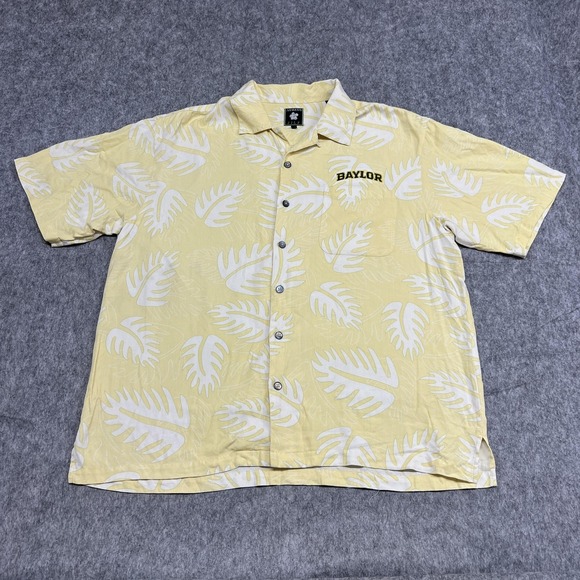 Other - Baylor Bears‎ Shirt Mens XL Yellow Leaf Print Aureus Silk Cotton NCAA Basketball